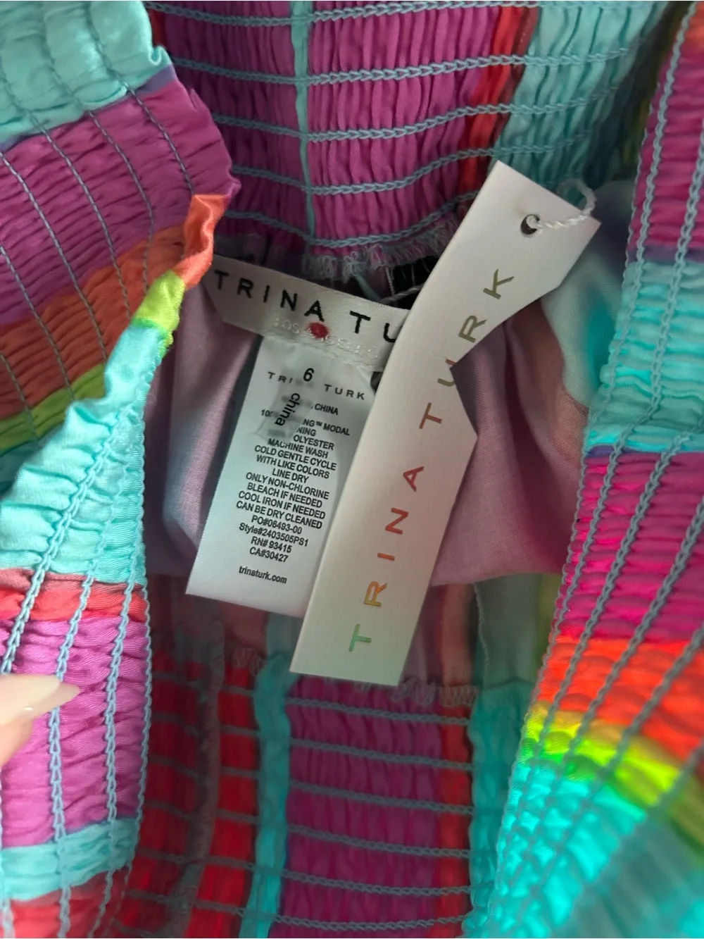 NWT Trina Turk Multi-Color Striped Smocked Shorts Sz 6